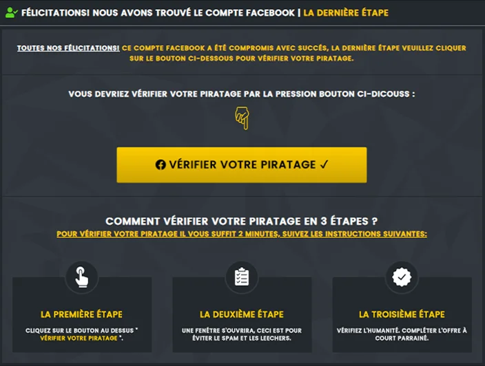 Vérifier le piratage de compte Facebook